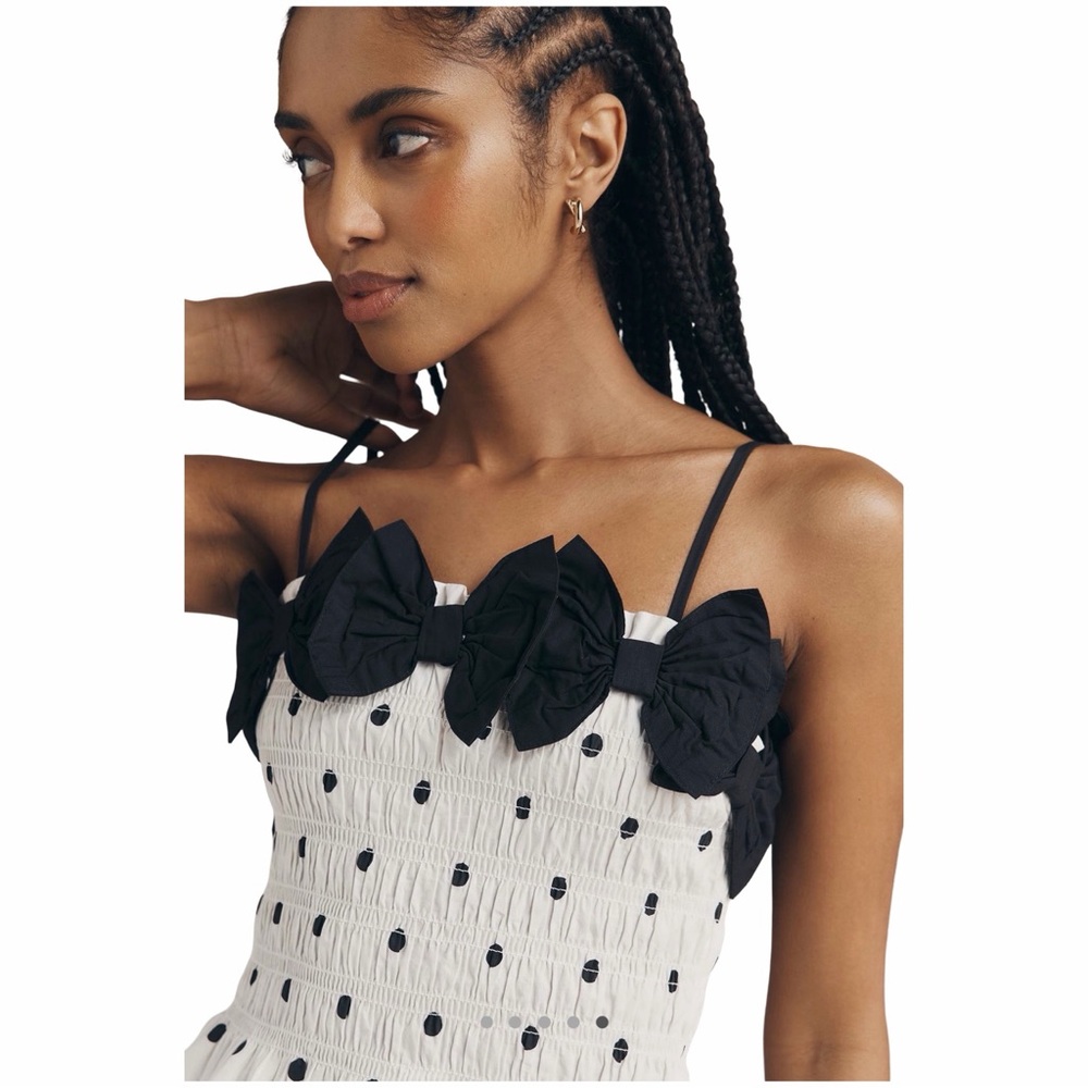 Damson Madder Polka Dot Bow Ruffle Blouse - Picture 3 of 8